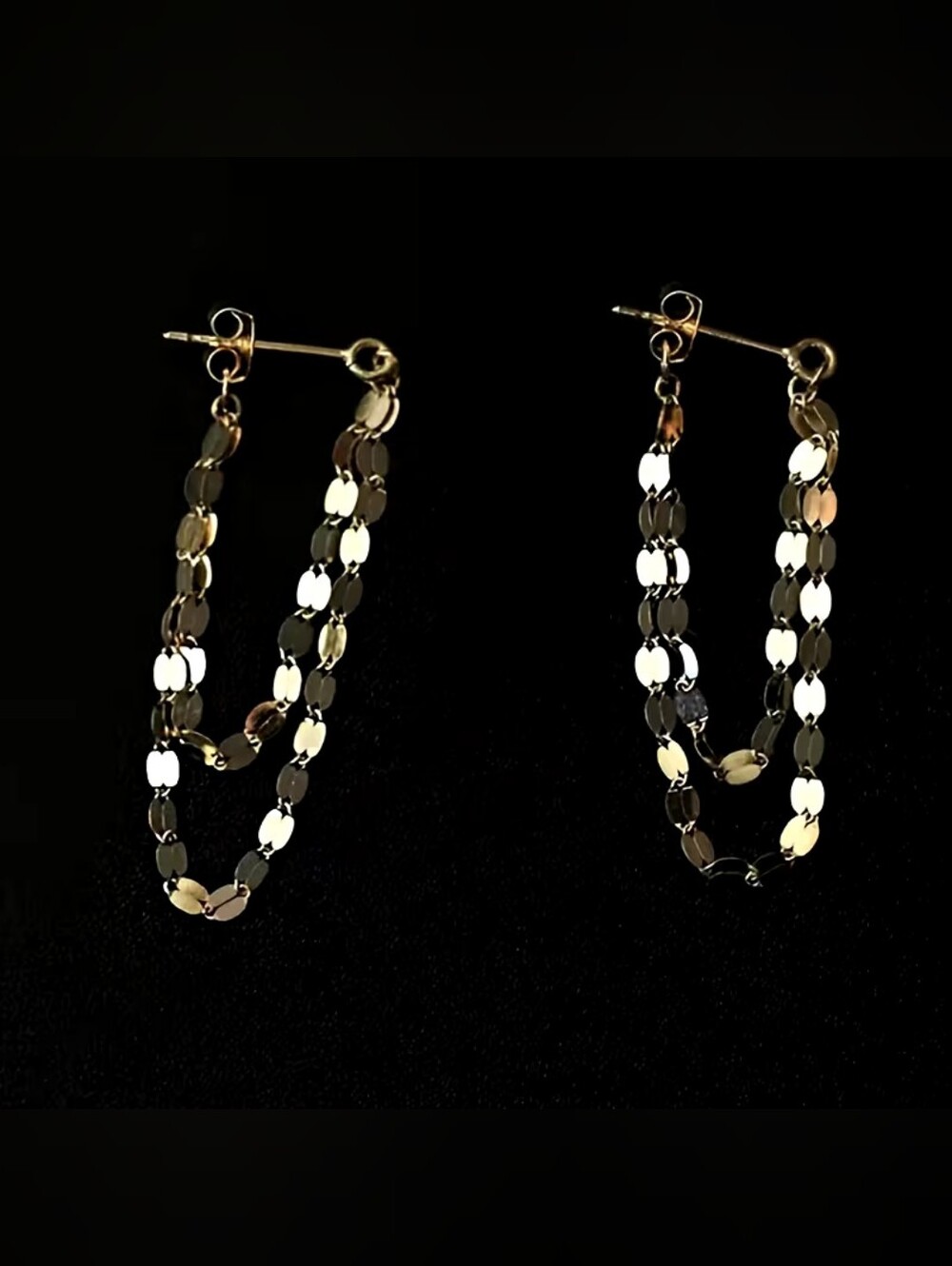 Gold Tone Double-Row Disc Hoop Earrings - Women Jewelry